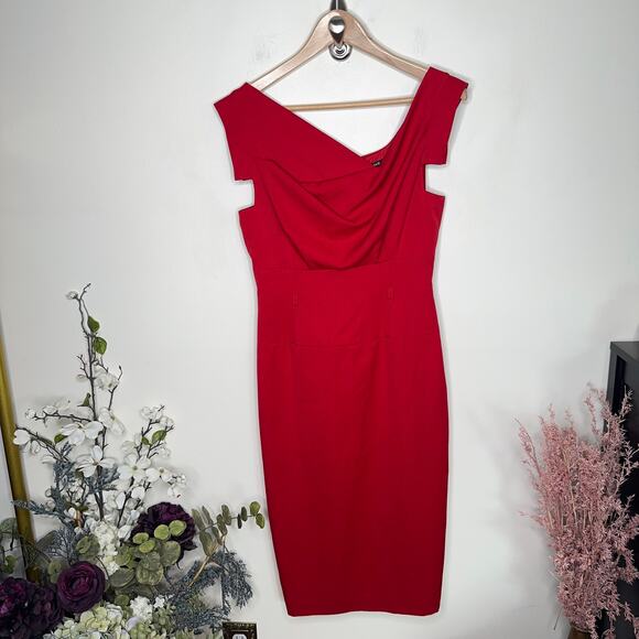 BLACK HALO Jackie O Dress Pencil Cherry Red {JJ2} - Picture 3 of 6